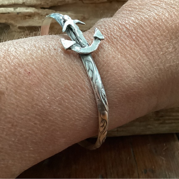 Sterling Silver Anchor Cuff Bracelet - Picture 1 of 10
